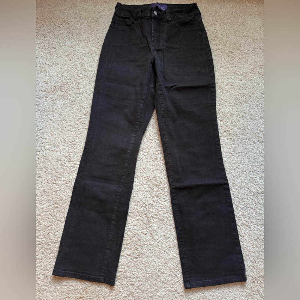 NYDJ Jeans Womens 4P Petite Black Straight Leg Lift Tuck Technology Denim